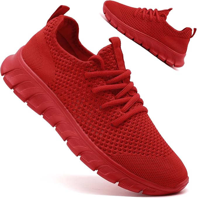 Damyuan Slip on Sneakers Women Fashion Walking Summer Casual Ultralight Sneakers Non-Slip Tennis for Gym Travel Comfort Work,Red,Size 5.5