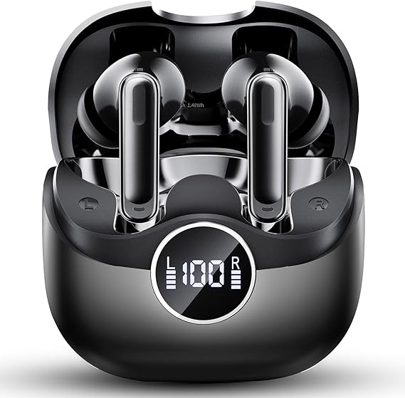 Adaptive Hybrid Active Noise Canceling 2026 Wireless Earbuds, 6 Mics ENC Clear Call Ear Buds, Hi-Res Audio Deep Bass Bluetooth 5.4 Headphones, 40H Playtime, Wireless Charging, LED, USB-C, Black