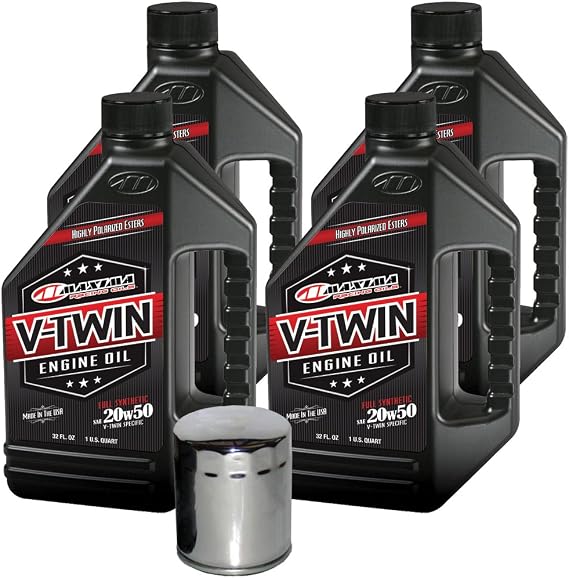MaxHiflo Full Synthetic Engine Oil Change Kit 20w50 for Harley Davidson Twin Cam V-Twin - 4 Quart