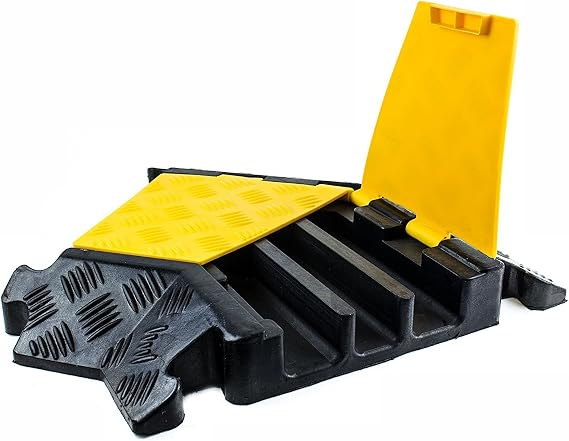 Troy Safety Rubber Cable Protectors | Rubber Speed Bump (1 Piece, 3 Channel-Left 45 Degree Turn)