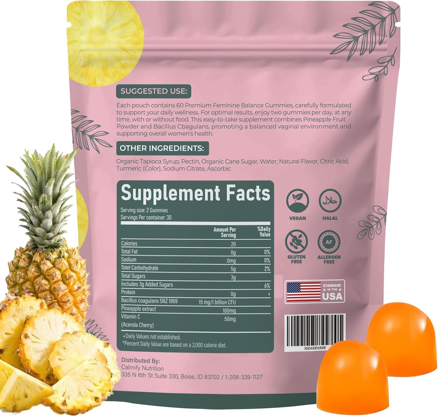 Nutralife Feminine Gummies, Nutralife Premium Feminine Balance Gummies for Women Hawaiian Pineapple Flavor, Improve Immune, Vegan, Gluten-Free, 60 Gummies