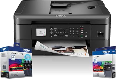 Brother MFC-J1010DW Wireless Color Inkjet All-in-One Printer Additional Ink Bundle with High-Yield Black and Color Genuine Ink Cartridges