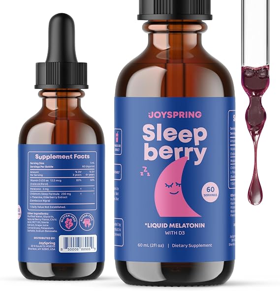 JoySpring SleepBerry Kids Melatonin 3mg Drops, 2 fl oz, 60 Count