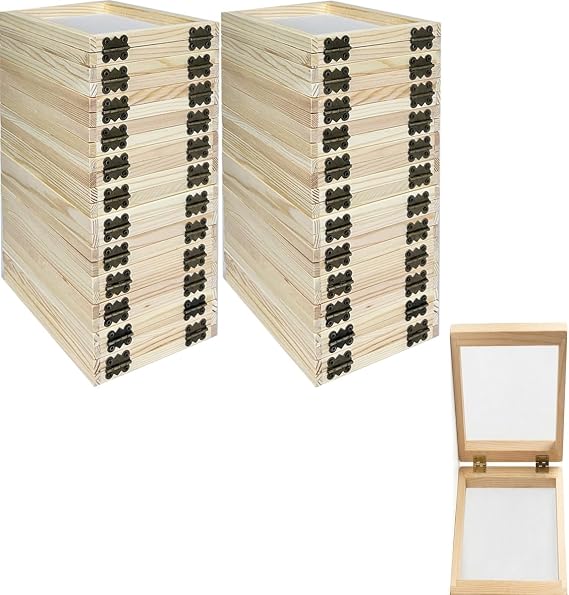 Leemeexaa Wooden Paper Making Frame Kit 5 x 7 Inch Paper Making Screen Deckle for Paper Making Handmade Paper Making DIY Craft Classroom Handicraft Project Art Projects (12)