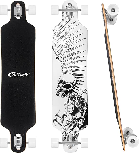 Longboard Skateboard Complete 8 Ply Canadian Hard Maple for Commuting, Carving & Downhill Riding with T-Tool, Made for Adults, Teens and Kids