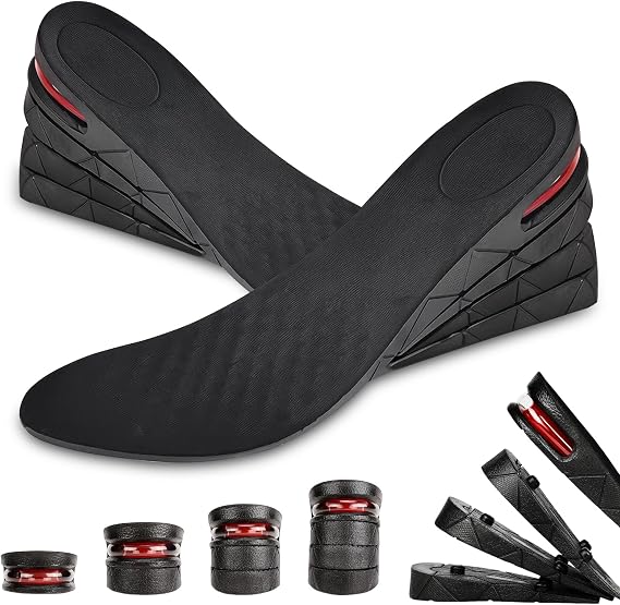 4 Layers Height Increasing Shoe Insole, 3-9 cm Adjustable Height Increase Insole Air Cushion Heel Insert Lift Shoe Insoles Layer Scalable Invisible Insoles