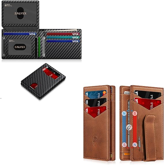 ZALVEX Wallet for Men Slim RFID Blocking Leather Credit Card Holder Wallet for 14 Cards