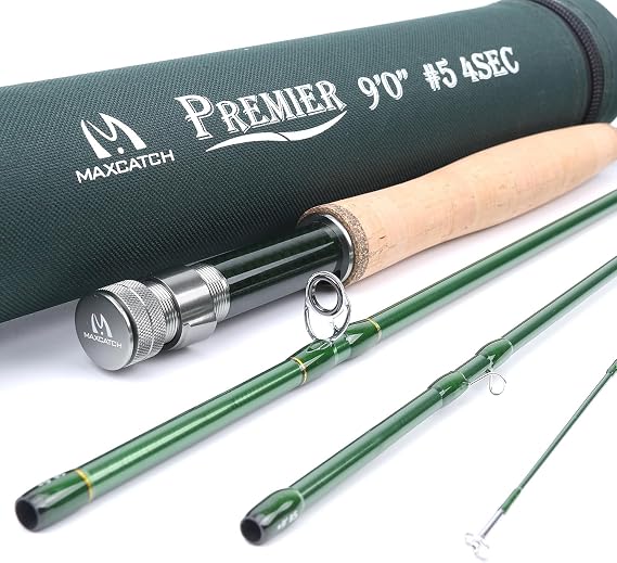 Maxcatch 3-12wt Medium-Fast Action Premier Fly Fishing Rod-IM8 Carbon Blank,with AA Cork Grip Hard Chromed Guides