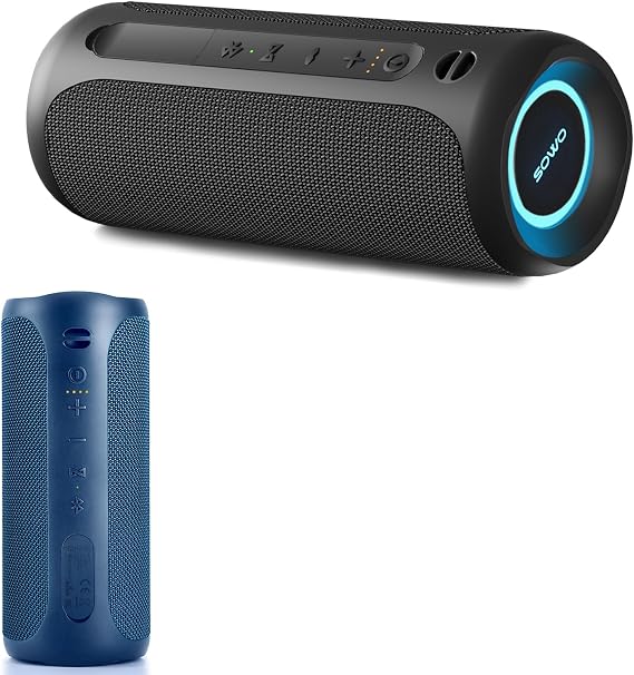 Wireless Waterproof Bluetooth Speaker - Portable Speaker Loud with Built-in Subwoofer and Tweeter, Extra Bass, Stereo Sound, IP67, Colorful Lights for Party, Outdoor, Camping