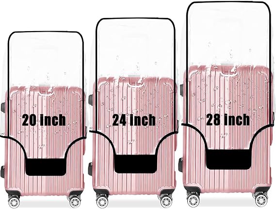 3 Piece Clear PVC Luggage Cover, Lightweight Waterproof, Dustproof, Anti-Scratch Suitcase Cover, Luggage Covers for Suitcase TSA Approved, Fits 20"/24"/28" Wheeled Luggage