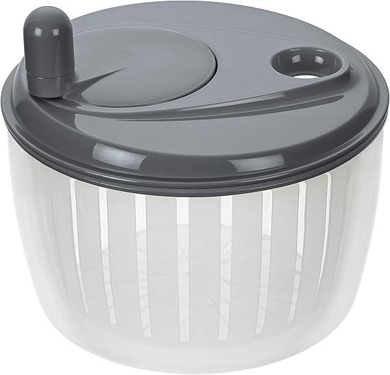Lurch 10222 Salatschleuder mit Kurbel aus Kunststoff Iron Grau/Weiß