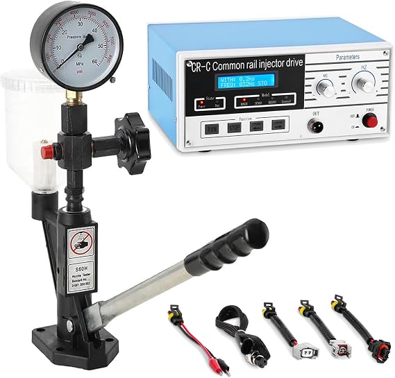 CR-C Common Rail Injector Tester Kit + S60H Nozzle - 600 Bar Diesel Injector Pressure Test Tool for Engine Repair, 8000 PSI Precision Diagnostics
