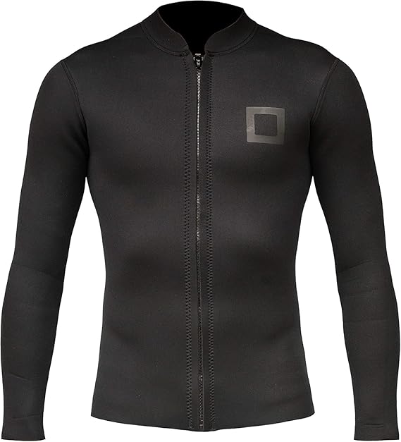 Mens Wetsuit Top - 3mm Neoprene Long Sleeve Wetsuit Jacket - Durable YKK Locking Front Zip - Pool, Sport, Swimming, or Aerobics - Fits Adult Men & Women
