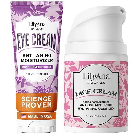 LilyAna Naturals Eye Cream and Face Cream 1.7oz Bundle