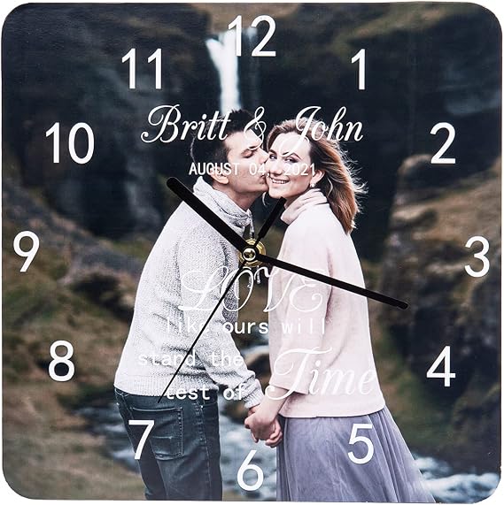 Personalized Photo Wall Clock for Girlfriend Boyfriend Mother 10' Custom Picture Time Clock Home Decor Gift for Friend Family Wedding