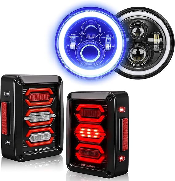 UNI-SHINE 7 inch led headlights+ Clear Lens LED Tail Lights