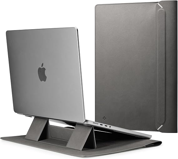 Spigen Valentinus S Protective Laptop Sleeve, 16-Inch, Built-in Stand