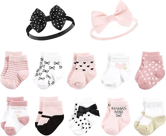 Hudson Baby Baby Girls' Sock and Headband 12pc Set