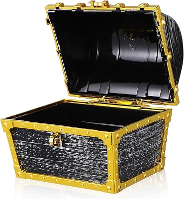FAVOMOTO Pirate Treasure Chest with Key and Lock, Antique Treasures Chest Collection Storage Box Handmade Vintage Boxes for Childrens Day Party Favors Props Decoration
