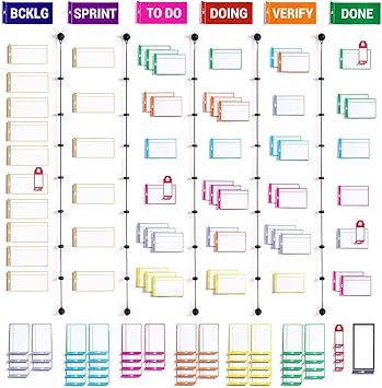 PATboard Kanban Board and Scrum Board Full Toolset with 137 Scrum Cards for Whiteboard Agile Kit, Agile Board, Kanban Board Kit Scrum Tools, Project Management Tools