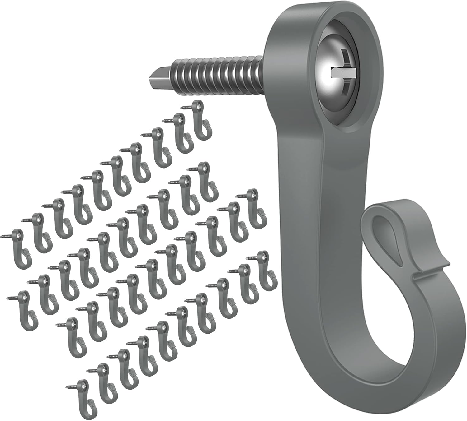 Pack of 40 Q Hanger, Screws in Hooks Christmas and Outdoor Hooks for String and Fairy Lights, Garage and Party Outdoor Easy Release Wire