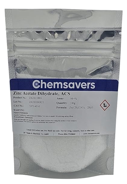Zinc Acetate Dihydrate, ACS, 98+%, 100g