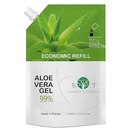 Aloe Vera Gel 99% Pure Aloe Vera from the Canary Islands Spain 100% Natural Skin Care (Body and Face) and Hair Care Family Saver Format 1000 ml