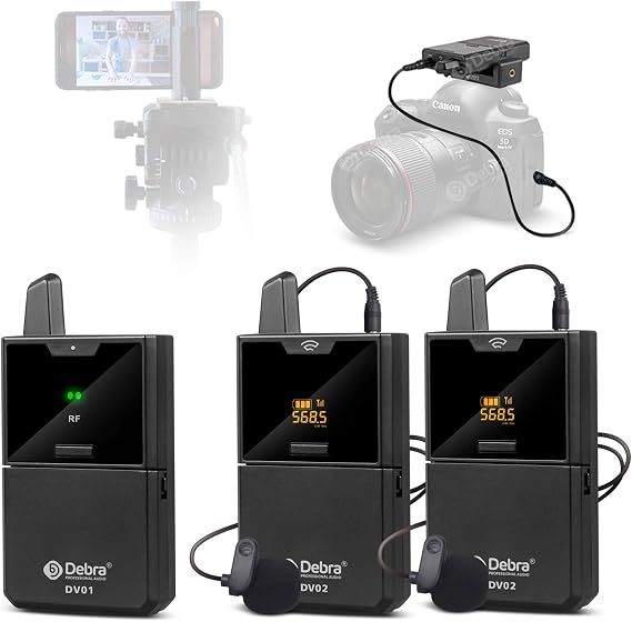 Debra EST-12 Pro UHF Stereo Wireless in Ear Monitor, Wireless IEM, Portable Rechargeable Monitoring System 20 Adjustable Channels, Ideal for Live,Recording&Conferences (DV-02)