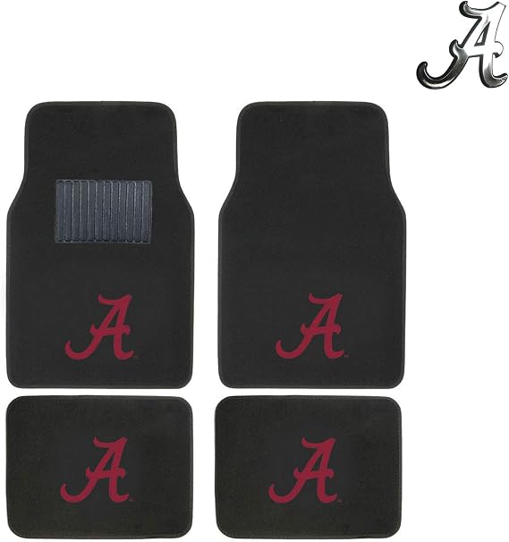Aac Alabama Carpet Floor Mat with Plastic Chrome Emblem