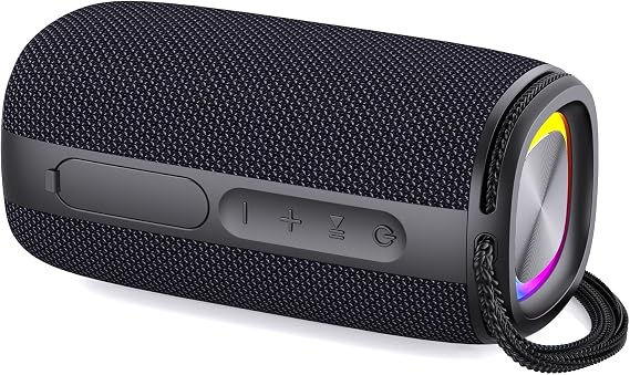 Bluetooth Speaker, Speaker Bluetooth Wireless with Light, BT5.3, IPX6 Waterproof Electronic Gadgets for Home/Party/Outdoor, Birthday Gift (Black)