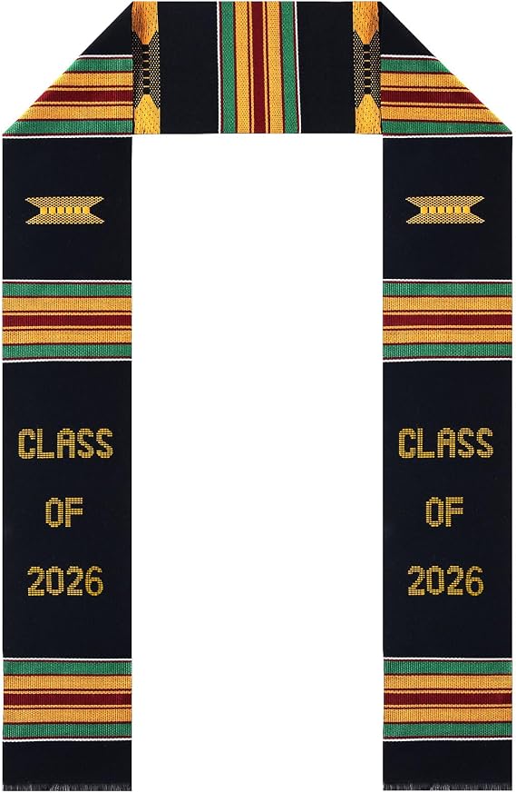 Kente Graduation Stole Class of 2026 | 2026 Graduation Stole African Art Kente Cloth Scarf