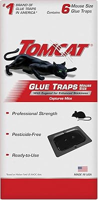 Tomcat Glue Traps Mouse Size with Eugenol for Enhanced Stickiness for Mice, Cockroaches, and Spiders, 6 Traps