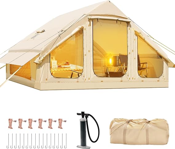 Inflatable Camping Tent - Waterproof Oxford Fabric Air Shelter for All Seasons - Family Outdoor Glamping & Adventure Hiking