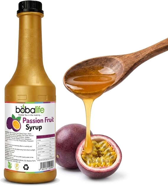 Bobalife Passion Fruit Bubble Tea Syrup 1.2kg – Drink Flavouring Syrup for Bubble Tea, Fruit Tea, Cocktails, Smoothies, Slush & Desserts – Vegan & Gluten Free