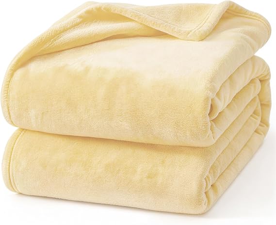 Hansleep Full Bright Yellow Fleece Blanket, Soft Flannel Bed Blanket
