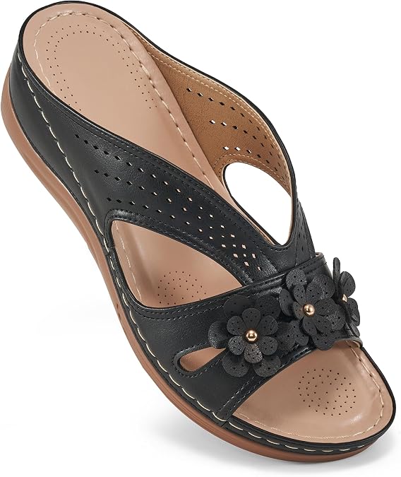 Ecetana Sandals for Women Wedge Shoes: Slip On Dressy Summer Comfortable Slides Sandals 2026 Casual Memory Foam Platform Shoes