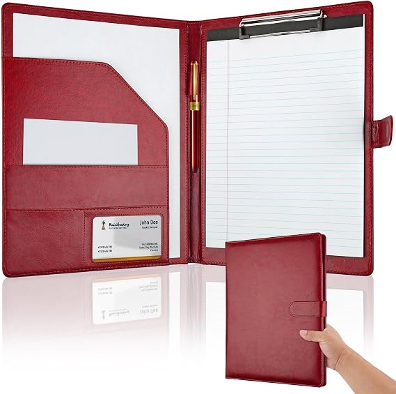 Professional Padfolio with Clipboard, Faux Leather Portfolio Folder Binder