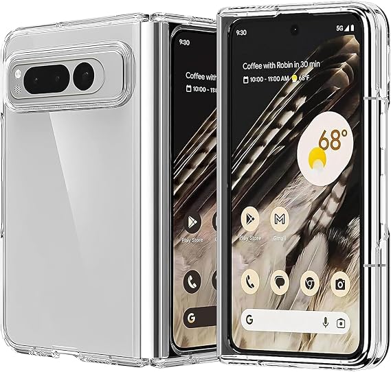 KZIOACSH Full Protection Slim Fit Lightweight Case for Google Pixel Fold - Anti-Drop Wear-Resistant Transparent Hard PC Shockproof Anti-Scratch Clear Cover