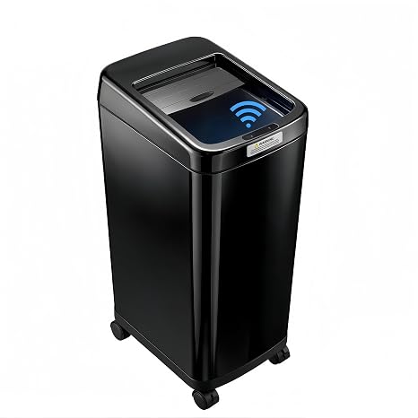 14.5 Gallon Automatic Touchless Kitchen Trash Can | Motion Sensor Trash Can for Kitchen with Roll Lid & Wheels for Bedroom, Office Trash Bin (Black)
