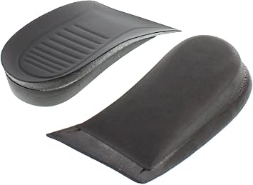 Height Increase Elevator Shoes Faux Leather Upper Half Insole - 1 Inches Taller Black