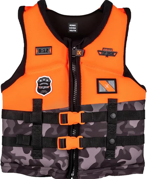 RONIX Boy's Top Grom CGA Life Vest | Durable Soft Comfortable Floaty Swimming Life Jacket for Kids with Plush Inner & Back Supportive Foam