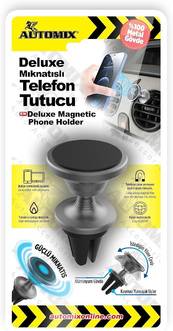 Automix Deluxe Mıknatıslı Telefon Tutucu | Araç İçi Manyetik ve Güvenli Telefon Aparatı