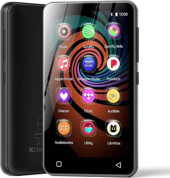 160 GB MP3 Player with Bluetooth and WiFi innioasis Music Player with Spotify Amazon Music 4 Inch Touchscreen Android MP4 MP3 Player for Children Audible Spotify Children Black