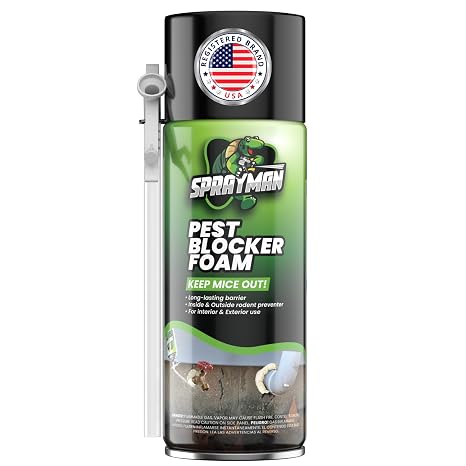 Pest Block Spray Foam - (1x12oz) 100% Odor-Free! Mouse - Rodent Repellent & Hardens Strong Polyurethane Mouse Blocker Foam Sealant Use Wall Foam Filler for Holes and Cracks, Over Paintable- 1 Pack