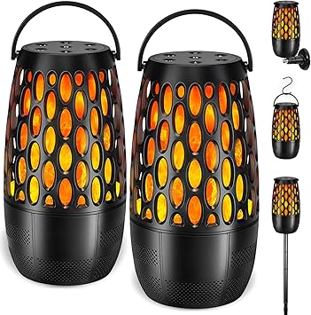 Upgraded Outdoor Bluetooth Speakers Waterproof Patio, Outdoor Speakers with Light, Multi-Speaker Auto-Sync Up to 100 Speaker, BT 5.3 HD Surround Sound, Cool Tech Gadget Gifts for Men (2 Pack)