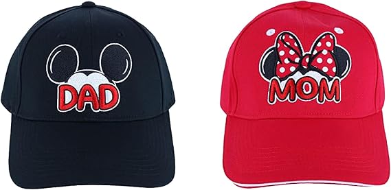 Dad & Mom Matching Baseball Caps Set Adjustable Cotton Hats for Couples | Fun Family Accessories | 2-Pack Multi
