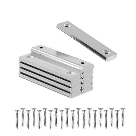 Strong Neodymium Channel Magnets-100 lbs-2.50" Length-10 Pack, Rectangular Countersunk Hole Pot Magnets W/Matching Screws, Bar Rare Earth Magnets with Holes for Mounting, Magnetic Tool Holder