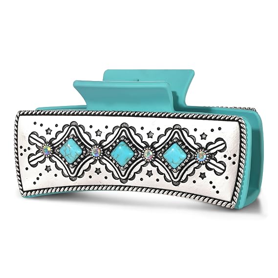 BVGA Western Hair Claw Clips for Women Turquoise Cowgirl HOWDY Hair Claws Western Hair Accessories Country Vintage Cowgirl Outfits Party Favors Gifts (Pattern A)