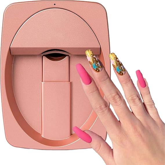 Nail Art Printer Machine, Digital Nail Design Machine Printer, Automatic Nail Art Machine, 3D Mini Finger Nail Printer for Home Use,RoseGold