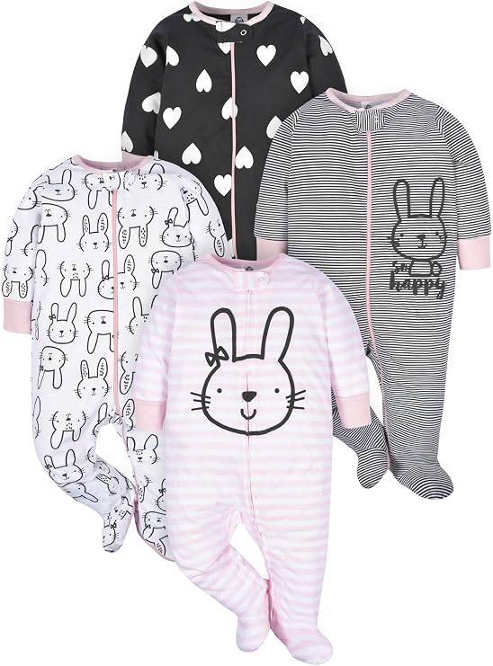 Gerber Baby Girls 4-Pack Sleep 'N Play Footie